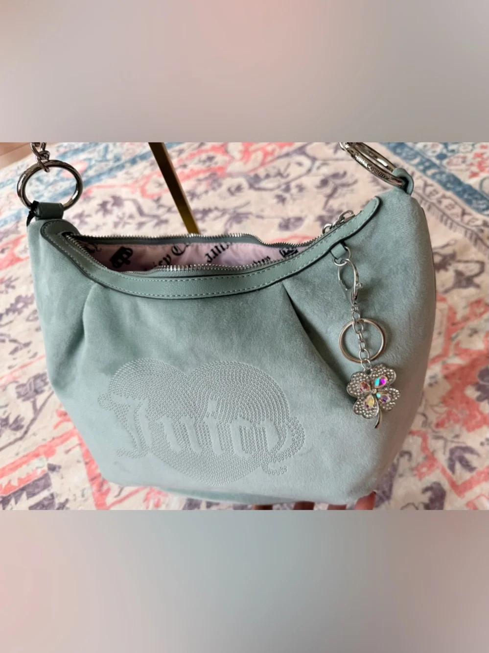 Juicy Couture Queen Couture Hobo Shoulder Bag in Sage Green. - Picture 12 of 16